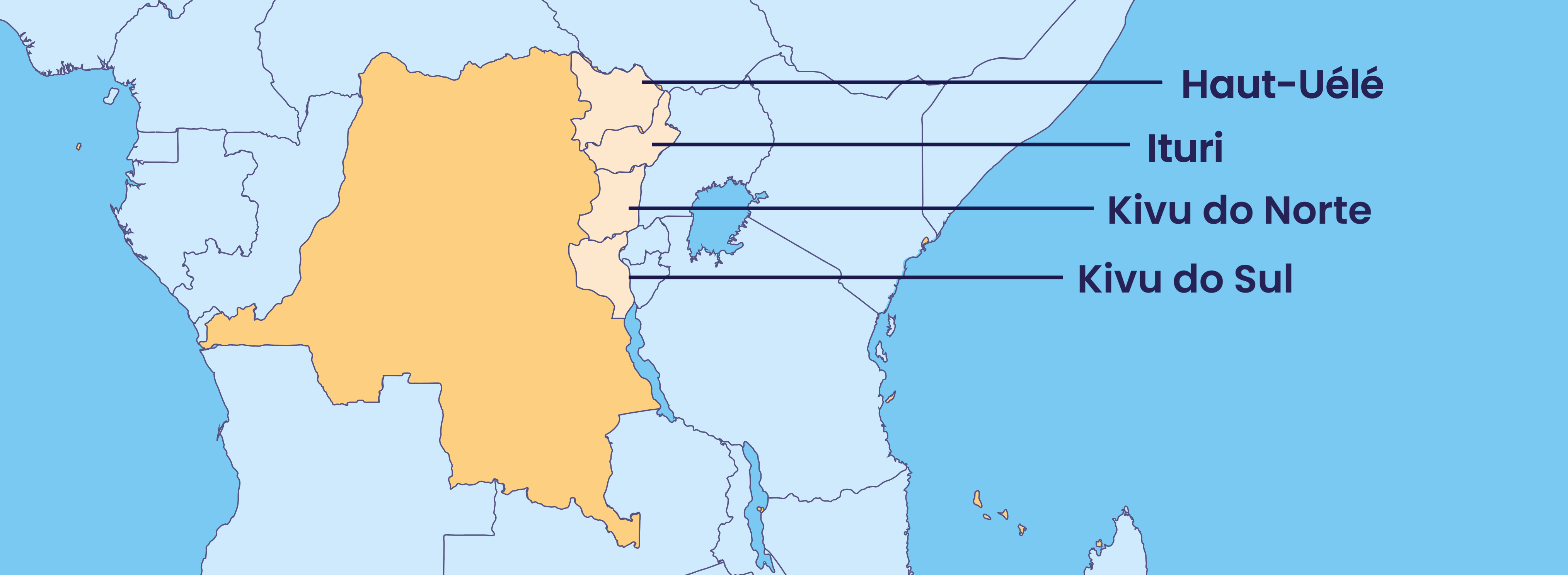 A map indicating north-eastern D. R. Congo