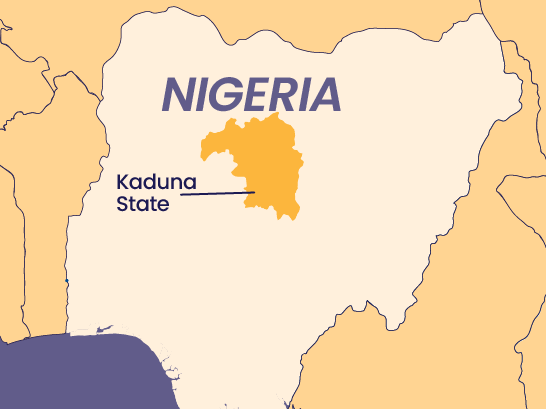 Map of Nigerian showing Kaduna State