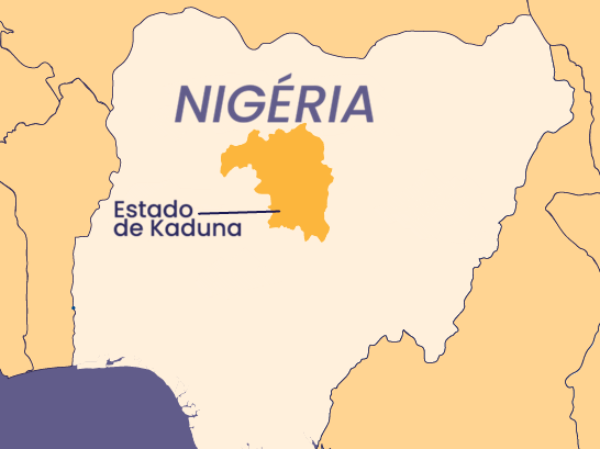 Map of Nigerian showing Kaduna State