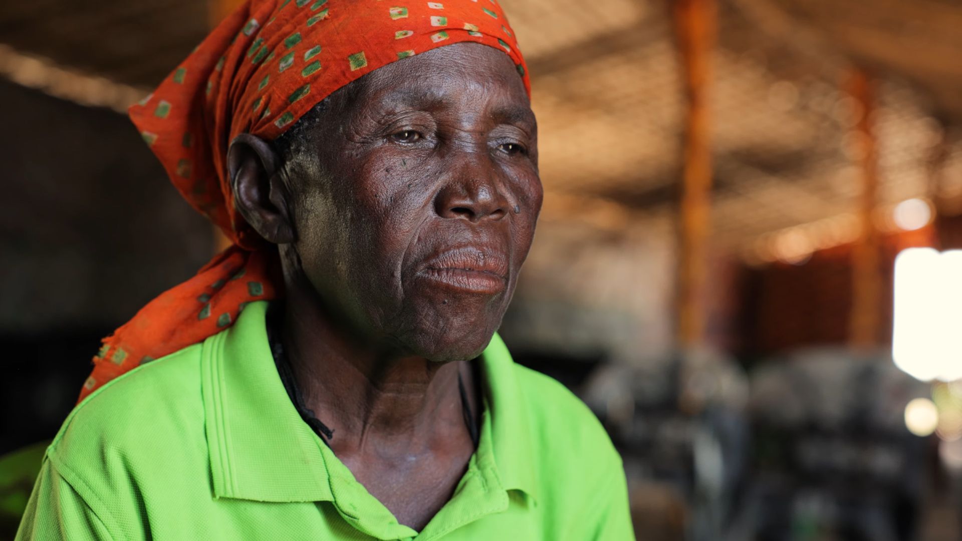 A woman with a sad expression