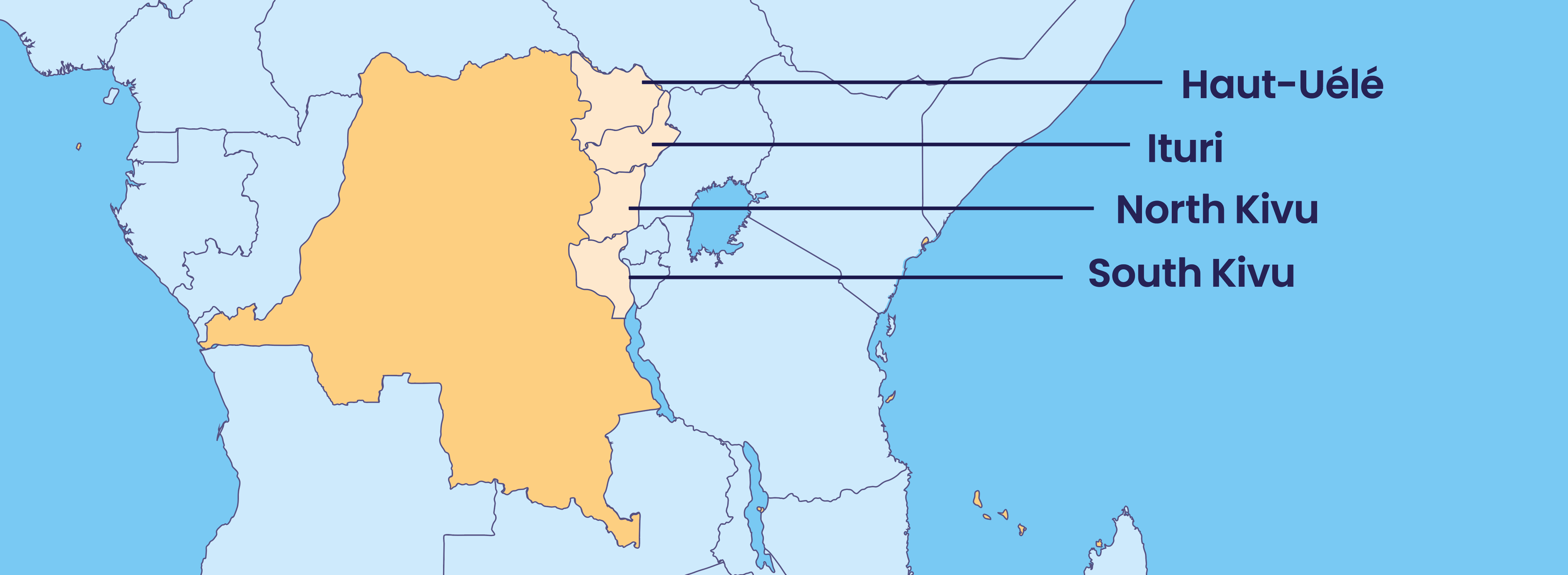 A map indicating north-eastern D. R. Congo