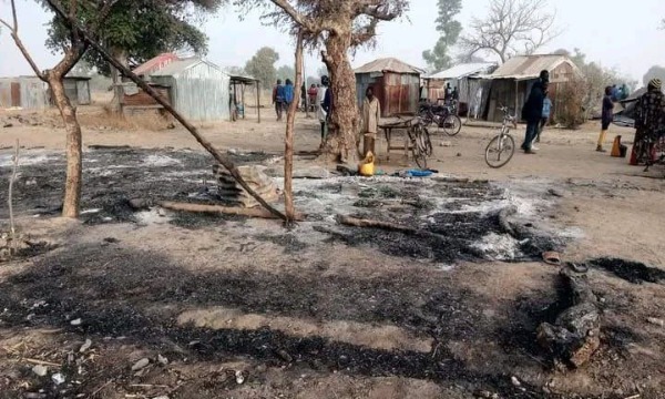 A burned-out African village