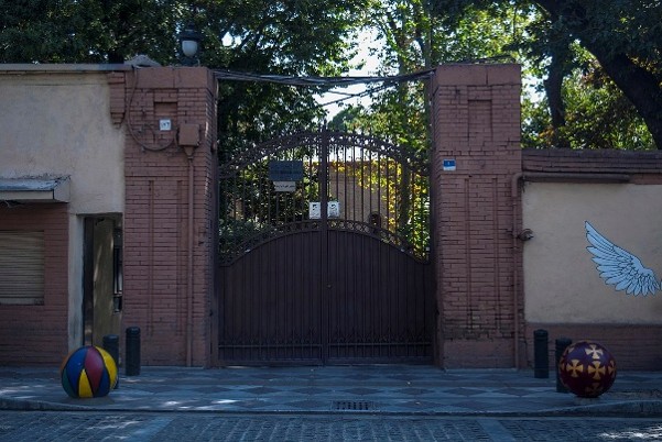 Church's wrought iron gates closed